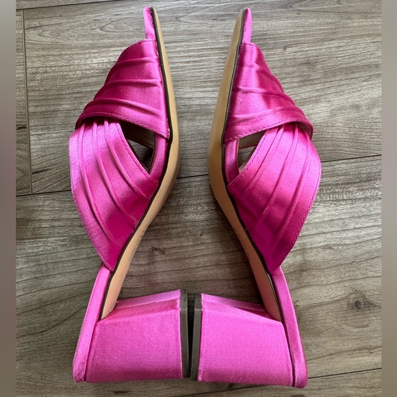 Womens Nina Nayely Satin Criss-Cross Heels in Hot Pink Size 5.5 - Picture 7 of 9